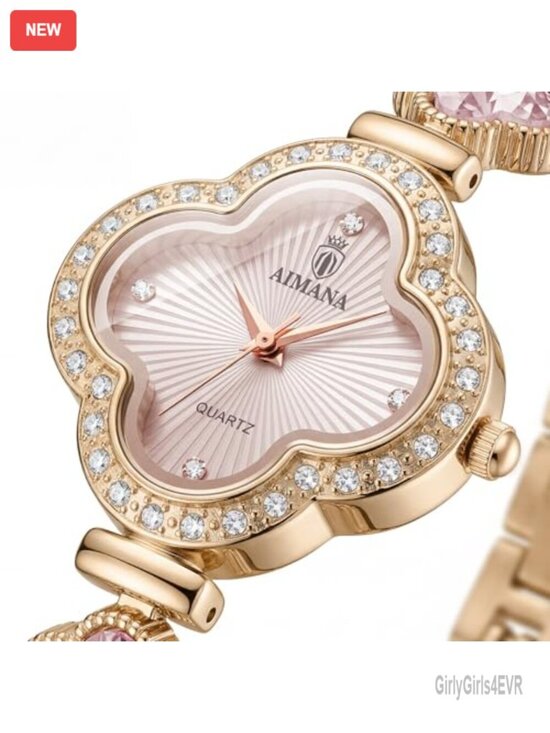 Vintage Quatrefoil Pink Dial Small Analog Quartz Bracelet Watch with Adjustment main image 4